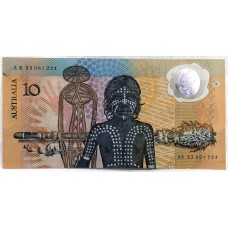 AUSTRALIA 1988 . TEN 10 DOLLARS BANKNOTE . FRASER/JOHNSTON . LAST PREFIX AB33